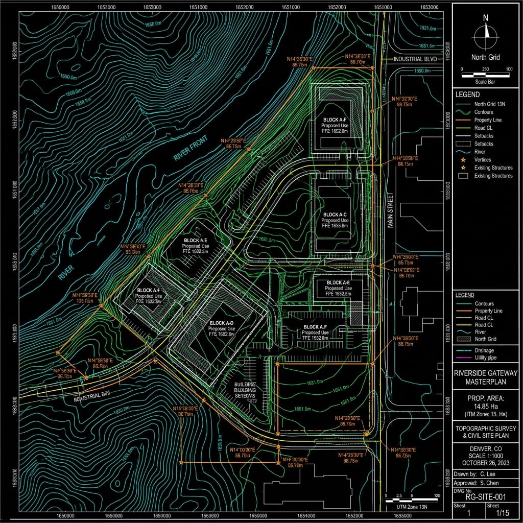 45-Acre Commercial Tech Park CAD Deliverable